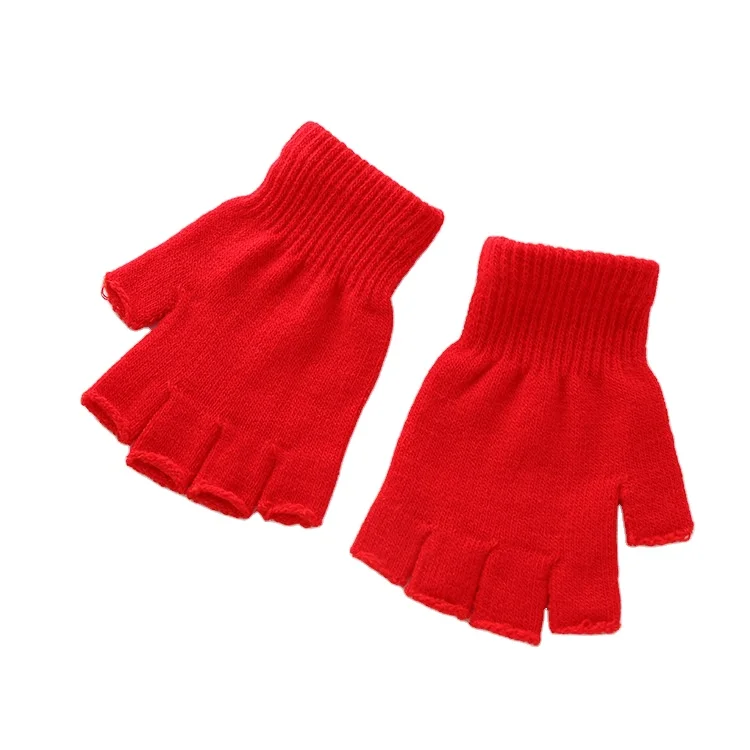 Half Finger Fingerless Gloves  Knit  Solid Color Half Finger Knitted Mittens Winter Soft Warmer Unisex Basic gloves