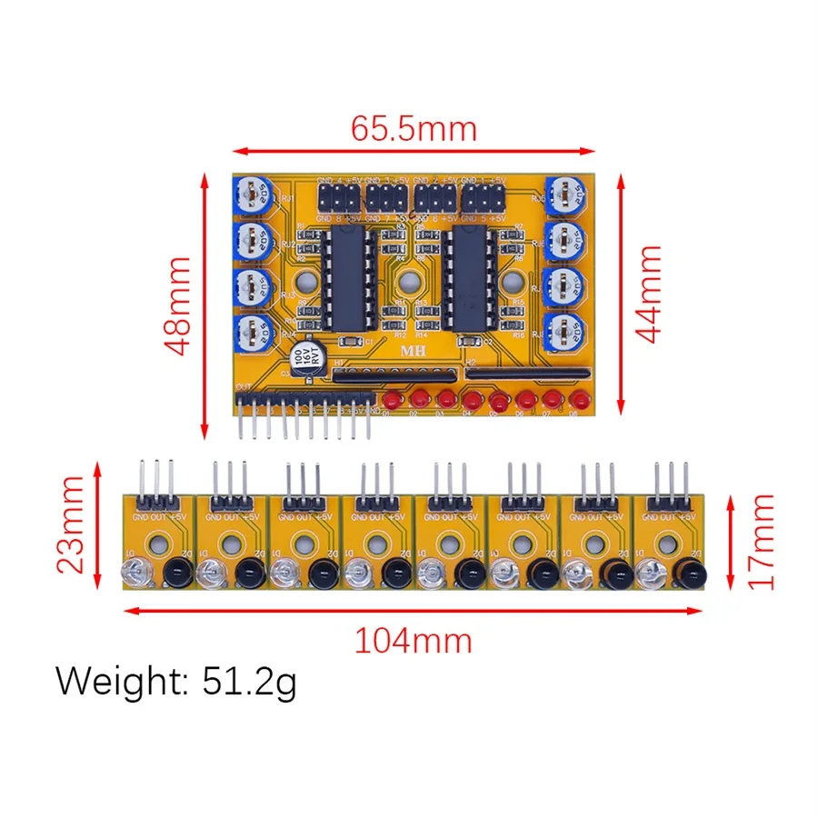 Eight Road 8 Channel Infrared Detector Tracking Transmission Line Obstacle Avoidance Sensor Module Diy Car Robot