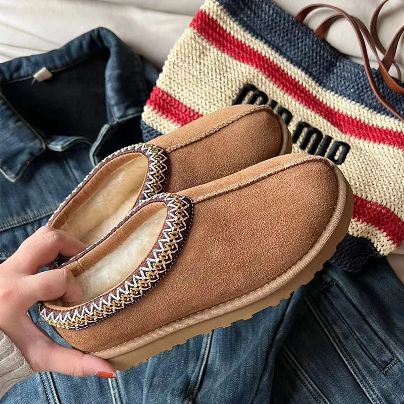 Outdoor winter warm cashmere snow shoes Tasman suede leather upper sheepskin lined pure wool insole slip-on Tasman snowboots