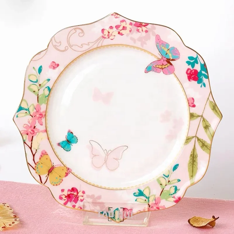 Elegant European luxury ceramic butterfly flower tea cup porcelain English afternoon tea & coffee cup and saucer set