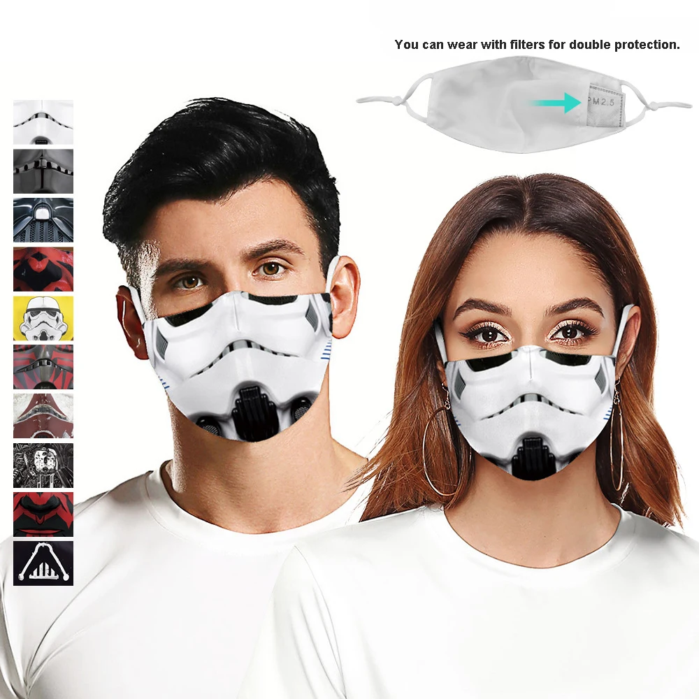 
Adult Kid Print Star- Wars FaceMask Adult Kid Washable PartyMask Fabric Reusable PM2.5 Filters Dust Proof Mask 