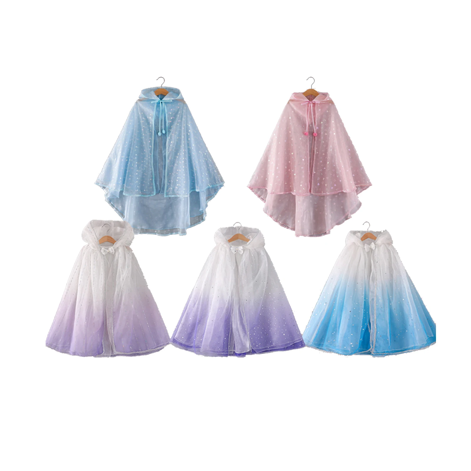 Весенне-летняя детская сетчатая накидка с капюшоном платок градиентного цвета блестками