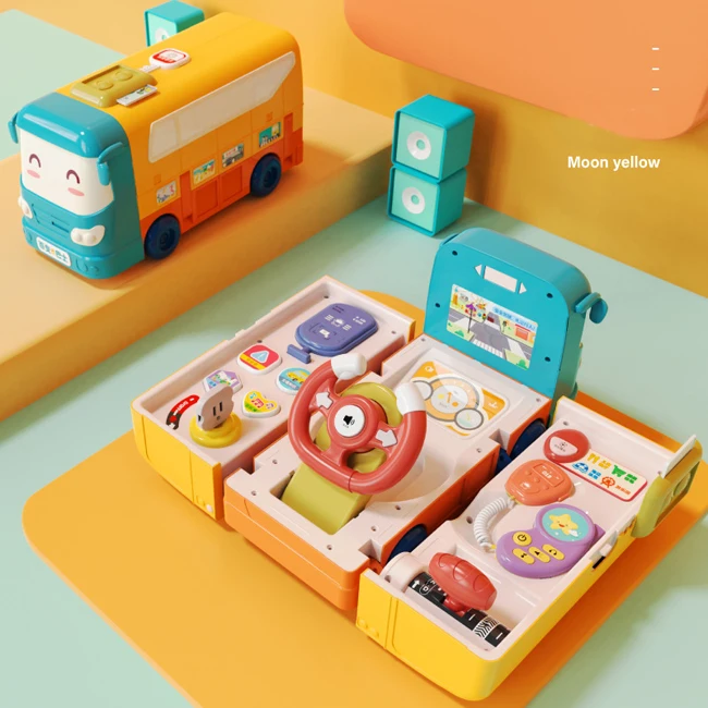Car toy baby school music bus plastic foldable deformable multifunctional baby bus for kids