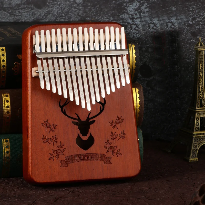 Color Painted Thumb Piano 17 Key Kalimba Mahogany Body