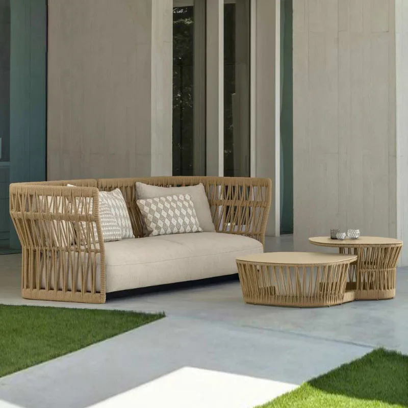 Outdoor Rattan Weaving Outdoor Sofa Villa Swimming Pool Courtyard Furniture Leisure Outdoor Vine Chair Garden Sofa