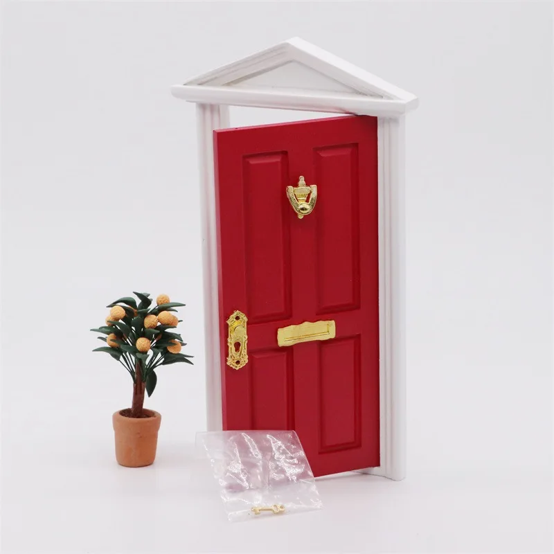 1:12 Mini Doll House Accessories DOLLHOUSE Furniture Door Color Spire Villa Door real hardware door