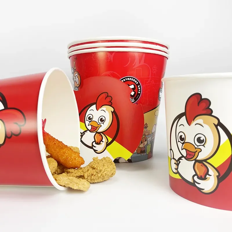 Food Grade Packaging Fried Chicken Buckets Disposable Custom Logo Printed Big Popcorn Cup Paper Bucket China Factory