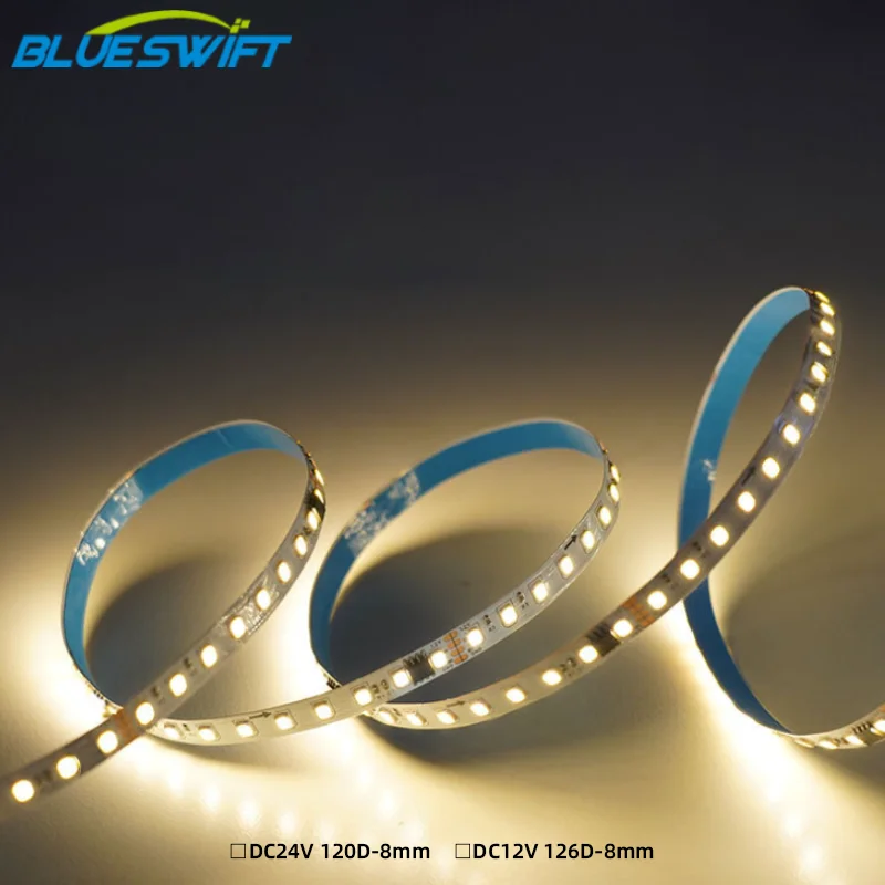 Smd 2835 24v 12v Snake 12 Volt Low Voltage Flexible 10 Meters Blue Color Led Strip Lights for Home for Stairs