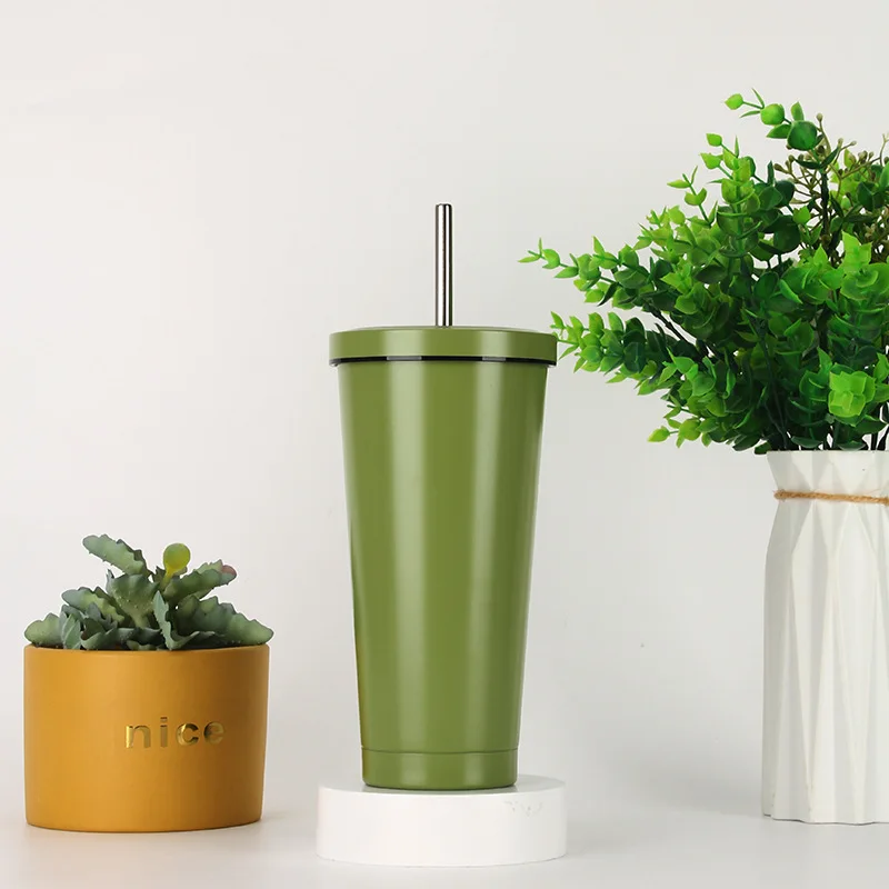 304 stainless steel vacuum insulated cup large capacity  insulation straw cup Portable Double-Wall Glass Mugs