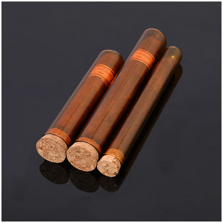 Factory custom high quality glass vial cork lid cigar clear glass vial glass test tube empty vial for cigarette / cigar