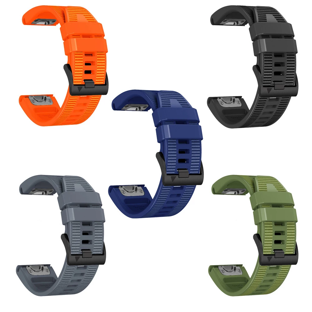 22mm 26mm Nylon-Lined Silicone Watch Band For Garmin Fenix 7X 7 6X