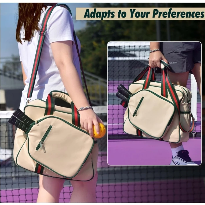 Cute Tote Pickleball Bags for WomenTote With Front Pocket Fits 2 Paddles