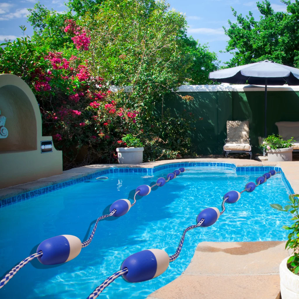 Floating Pool Safety Rope - 20 Foot - Adjustable Length Lane Divider with Hooks for Swimming Pools - Equipment to Divide Swim Ra