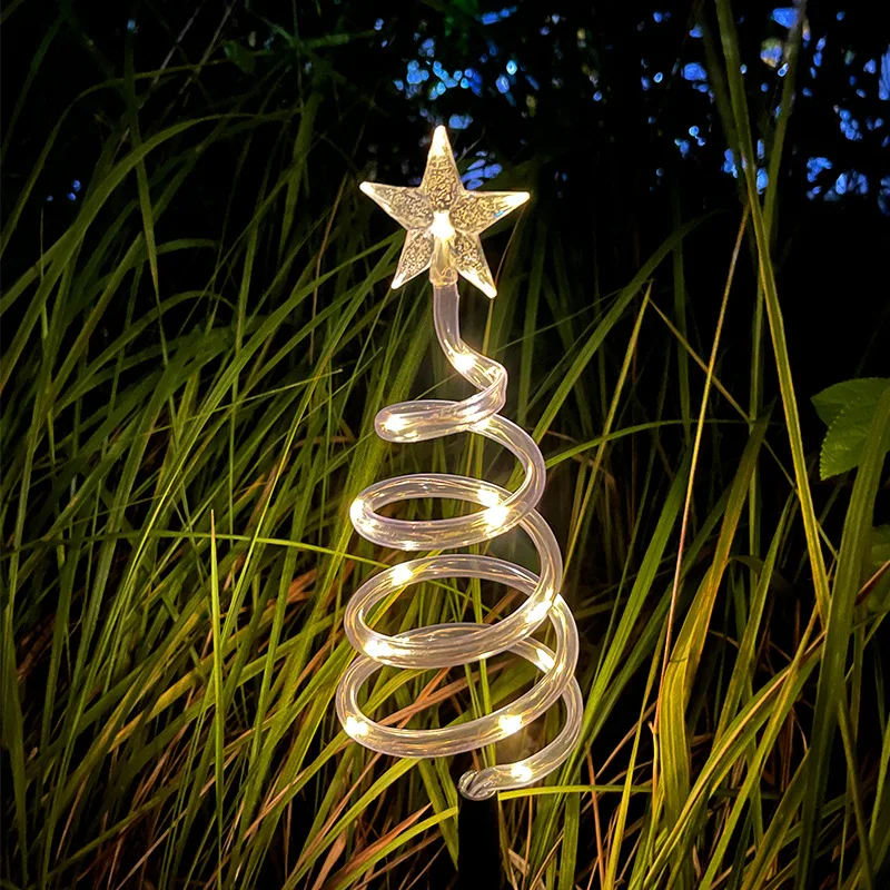 Hot sale LED Solar christmas light Garden Lights Folded Christmas tree Lamp Lantern Xmas Decorations outdoor Holiday lighting