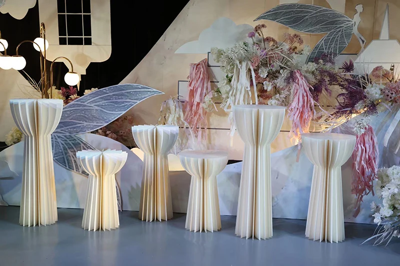 3 Pcs Party Decoration Paper Folding Cylinder Pedestal Display Rack Pillars For Wedding DIY Dessert Cake Table Stand Columns