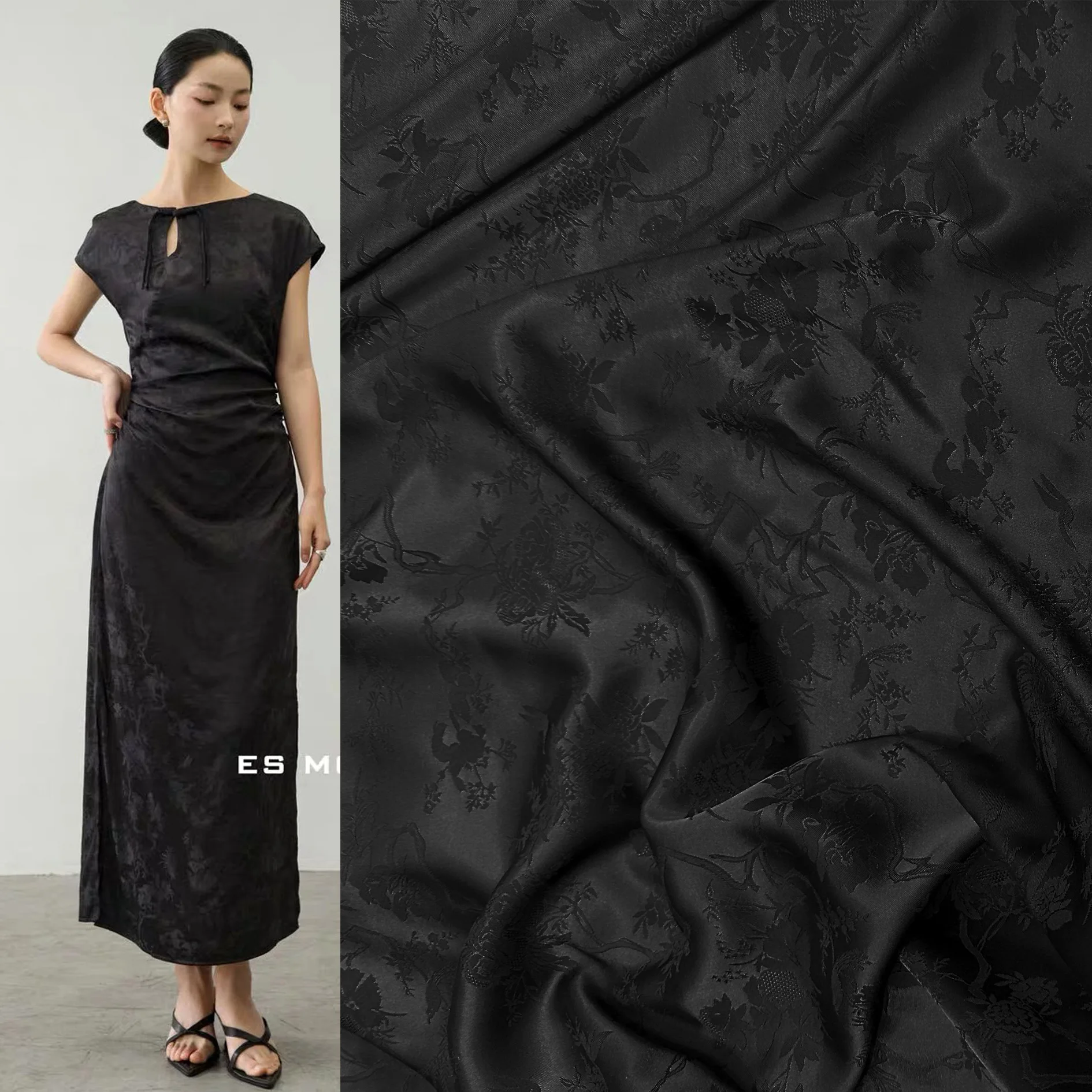 Fabric Supplier Floral Design Textiles100% Polyester Woven Brocade Satin Jacquard Fabric For dress