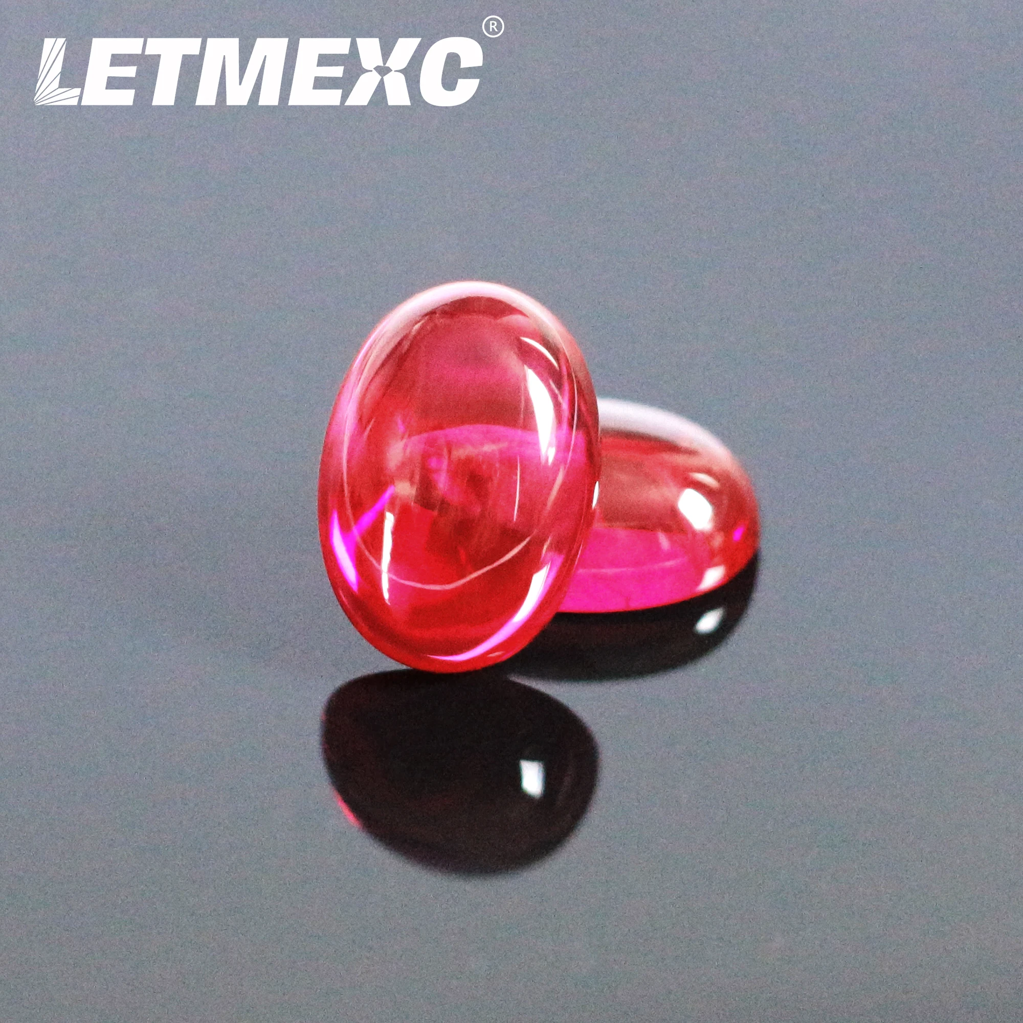 LETMEXC Oval Cabochon 5# Red Ruby Synthetic Corundum Diamond Loose Gemstone For Jewelry Making  Passed Diamond Test Pen