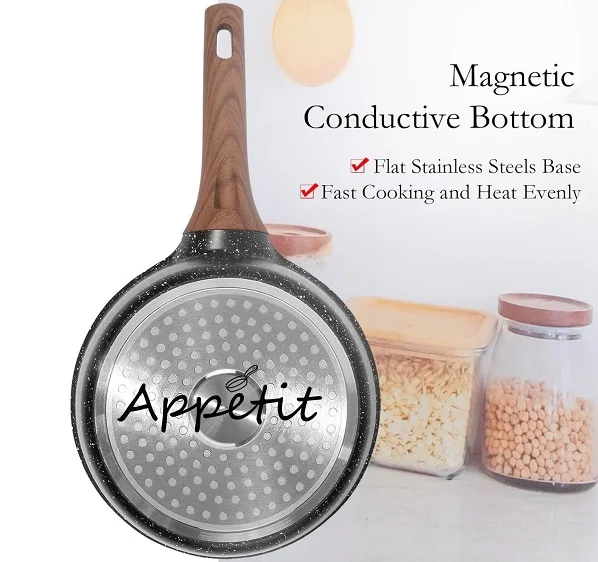 Home And Kitchen Cooking Pots and Pans Non-stick Cookware Set Milk Boiling Die-cast Aluminium Saucepan With Glass Lid