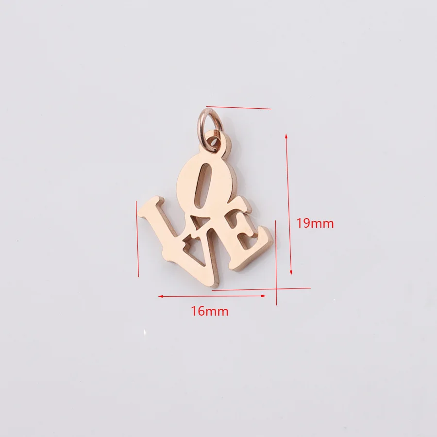 Factory Cheap Wholesale Hollow LOVE MirrorPolished Small Pendant Charm For Lovers DIY Handmade Stainless Steel Necklace Jewelry