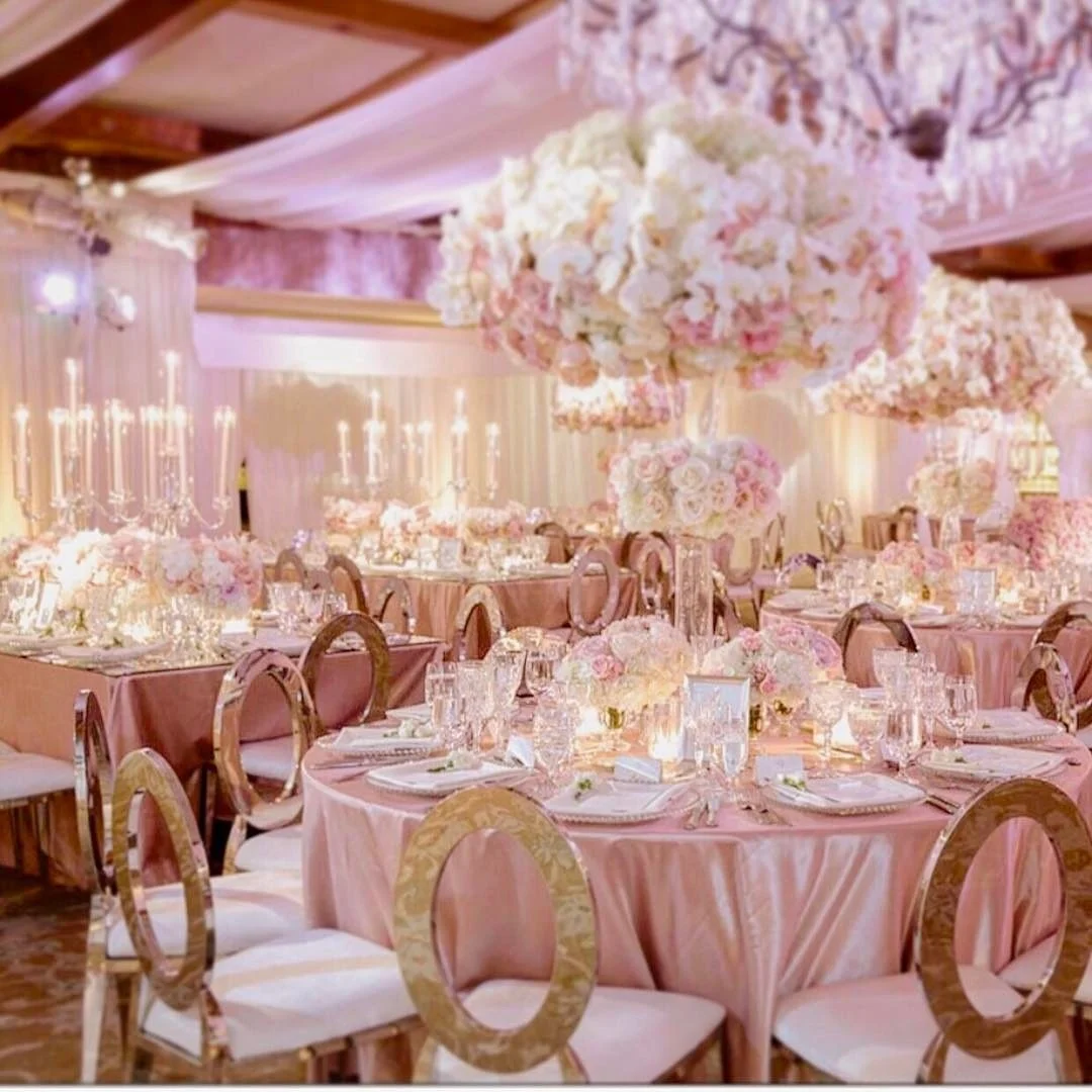 Best price luxury rent metal frame dining table event banquet hall restaurant wedding  party chair velvet seat