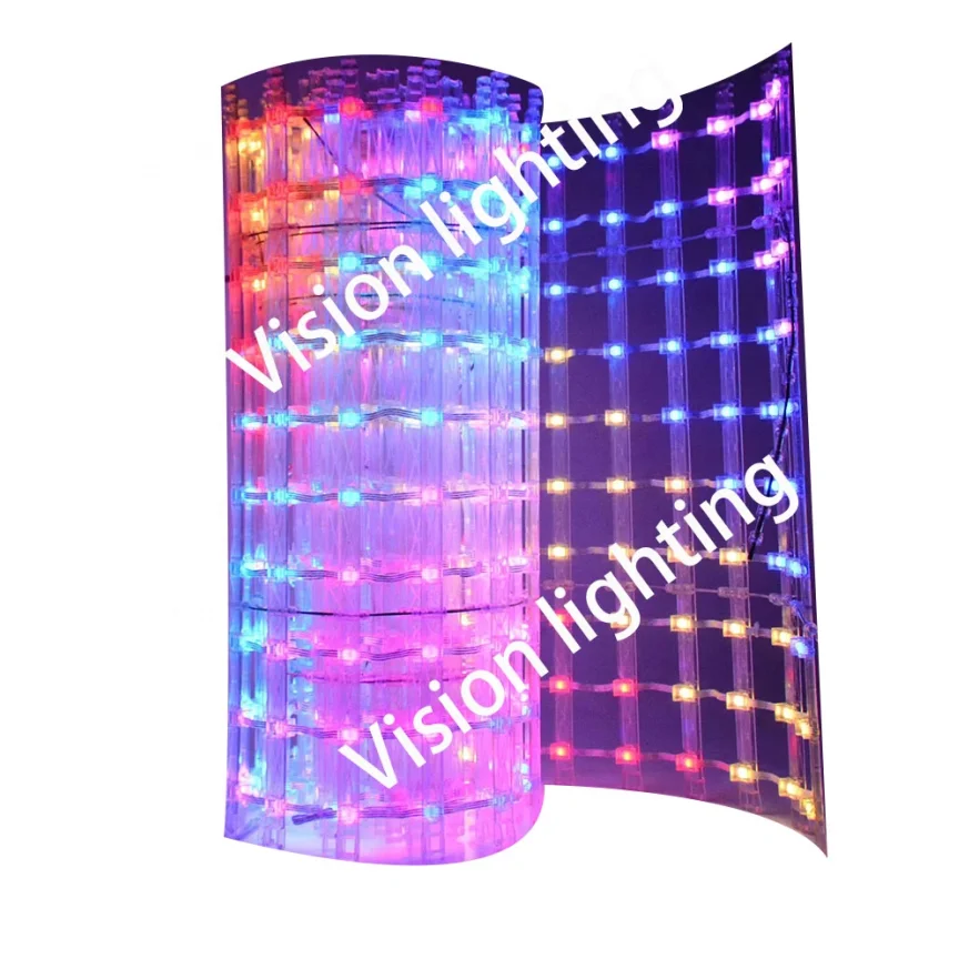 Outdoor LED Display RGB WS2811 Pixel Grid Screen Mesh Lights for Building Facade