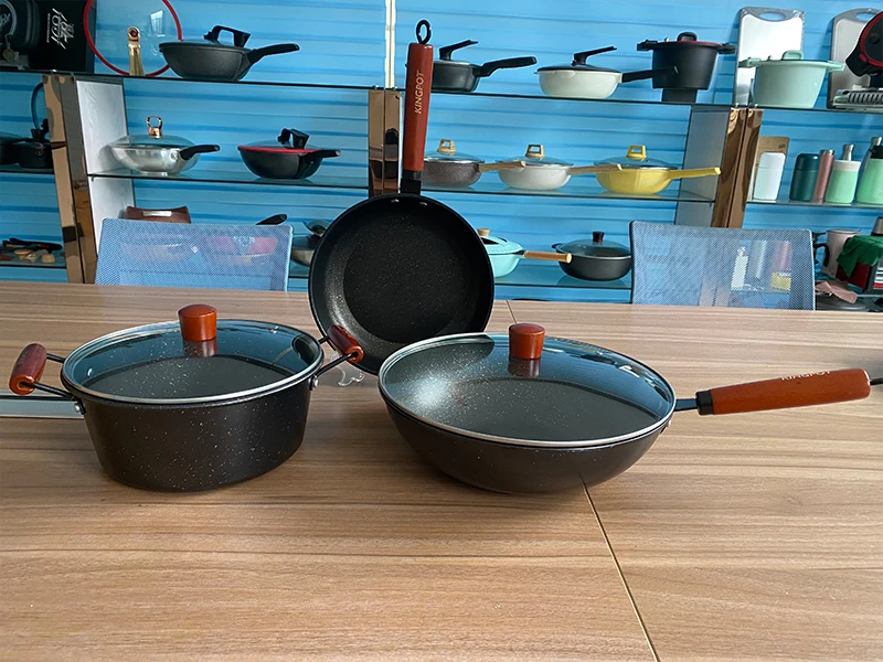 TV show Cooking Cookware set   saute pan&wok&pot with wooden handle