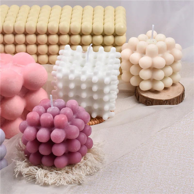 Beeman Home Decoration DIY Resin Crafts Casting Epoxy Resin Molds Geometric Shape 3d Cube Square Bubble Silicone Candle Mold
