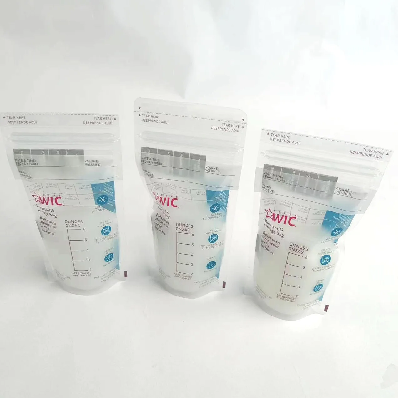 medical breast pumps customized logo 6oz Hygienically Doubled-Sealed baby feeding Breastmilk Storage Bags 100 count