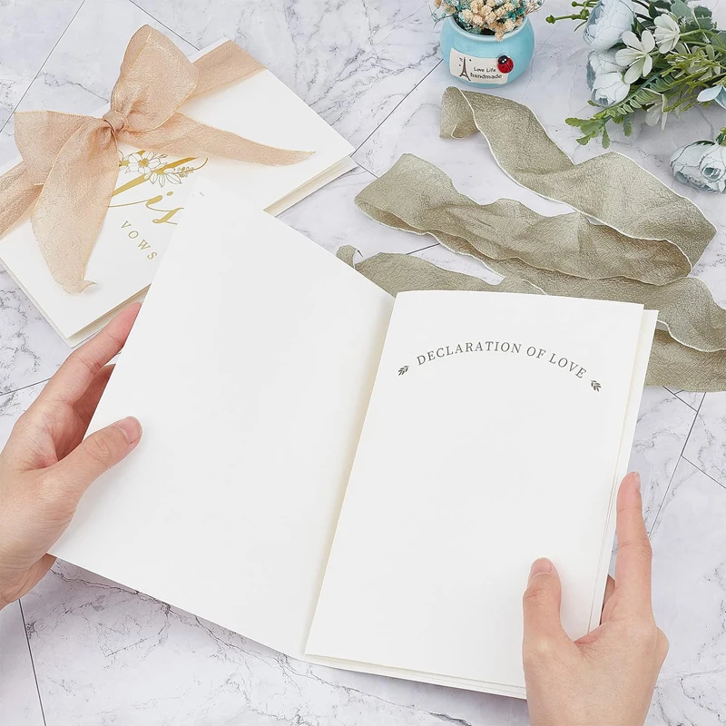 Custom His Her Groom Bride Marriage Record Wedding Vow Card A Pair Of 2 Silk Ribbon