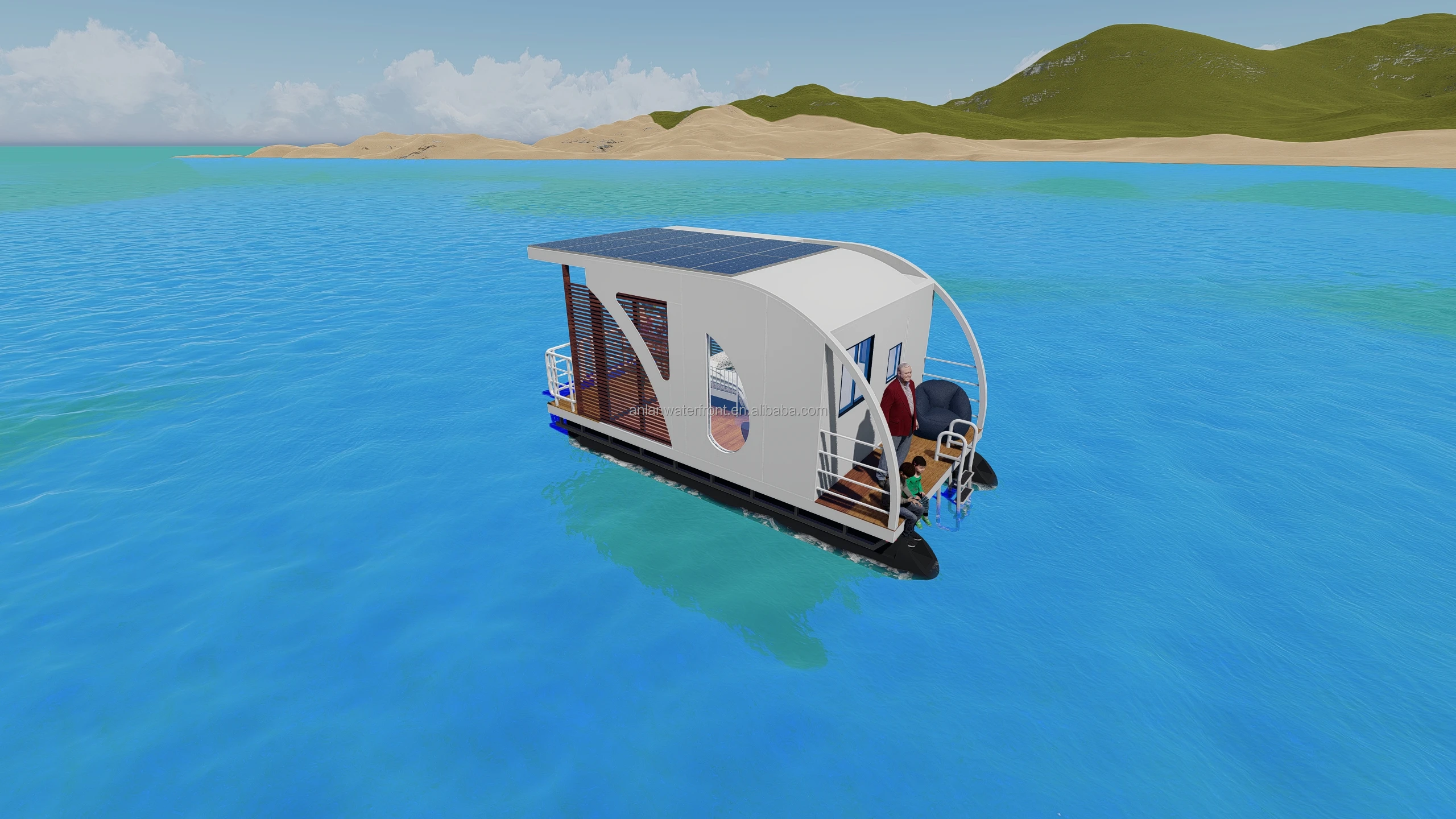 ANLAN Water Villa Houseboat Floating HouseTiny House Pontoon Boat Party Boat Houseboat Luxury Floating Hotel