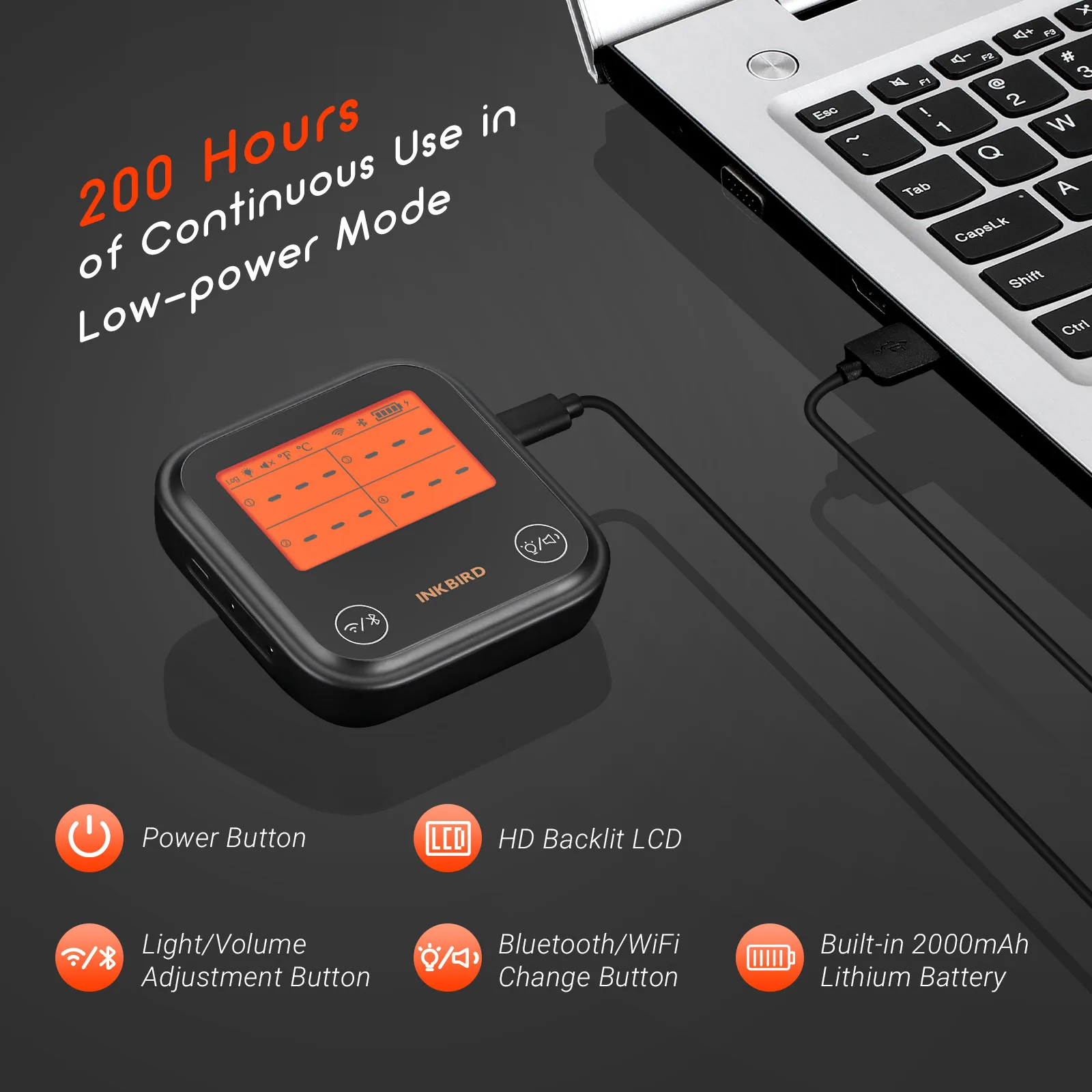 INKBIRD IDT-34E-BW Digital WiFi Bluetooth Grill Thermometer Smart BBQ Thermometer Dual-mode Thermometer