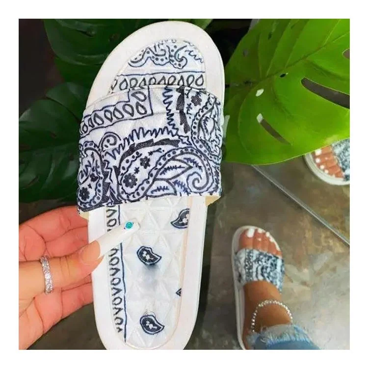 
Wholesale New Style Summer Women Lady Hard Wearing Cotton Fabric EVA Sole Slipper 