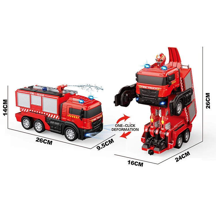 New Arrival Kids Toy Electric Remote Control Deformation Fire Fighting Truck Toys With Water Spray Function