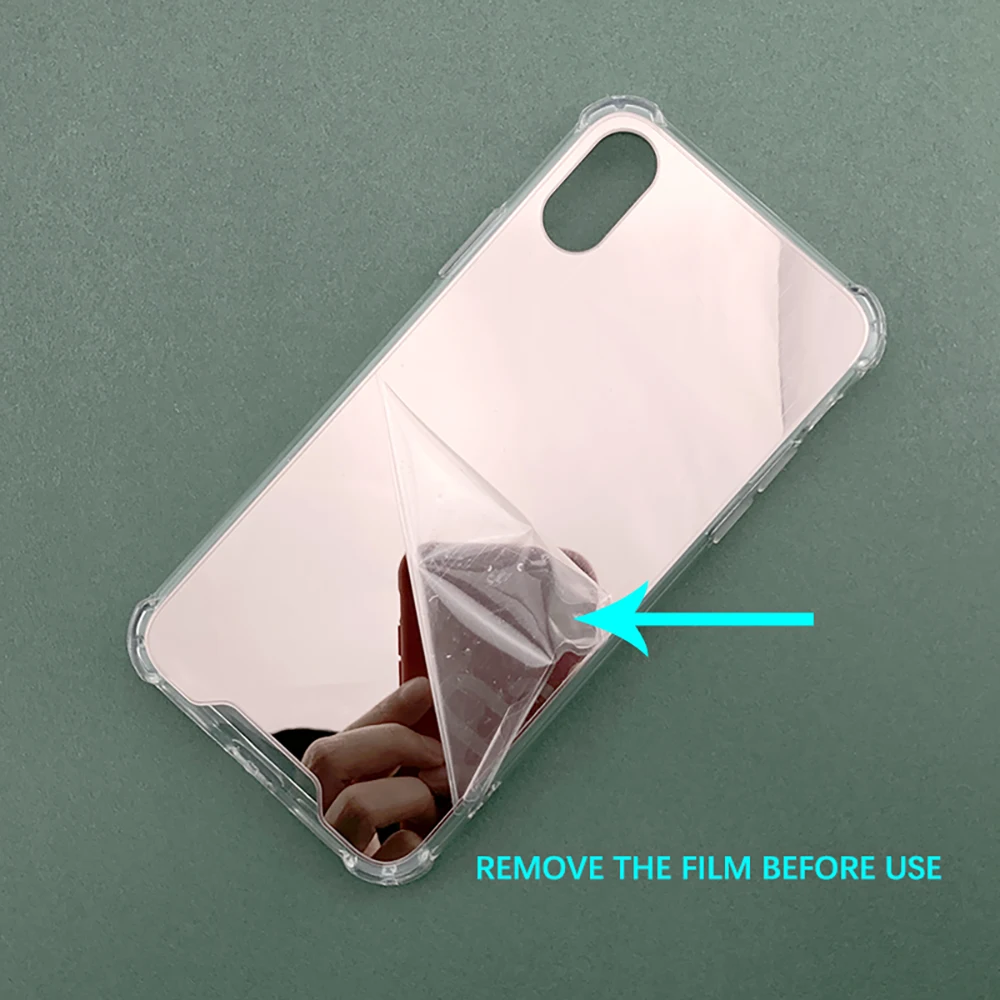 Ударопрочный чехол для телефона из ТПУ и поликарбоната iPhone X XR XS Max 12 с зеркалом макияжа 11 13