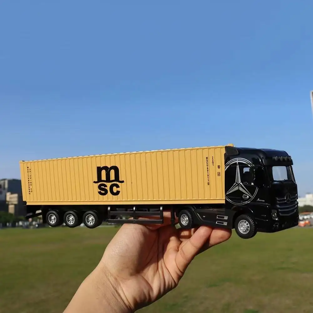 New Diecast Alloy Truck Toy Car Model Removable Engineering Transport Container Lorry Vehicle With Light Pull Back Toy For Boys