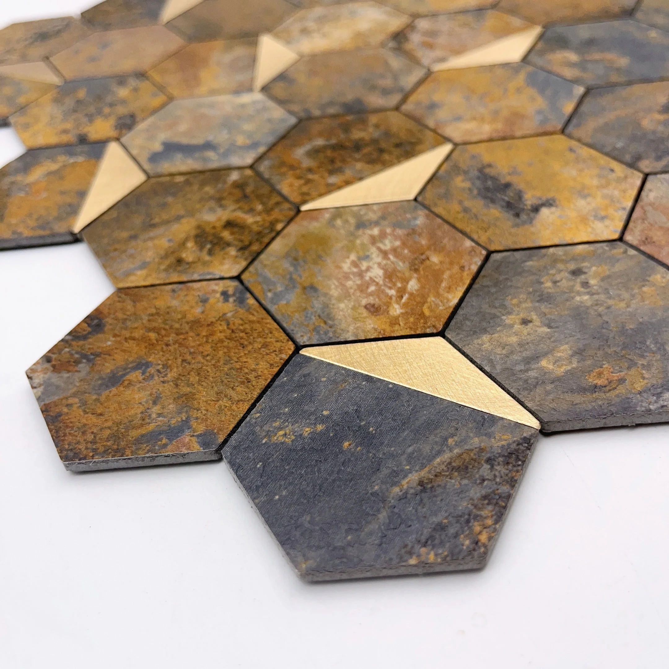 New design brown silver stick mosaic wall tiles PVC and Aluminium tiles for kitchen and bathroom wall