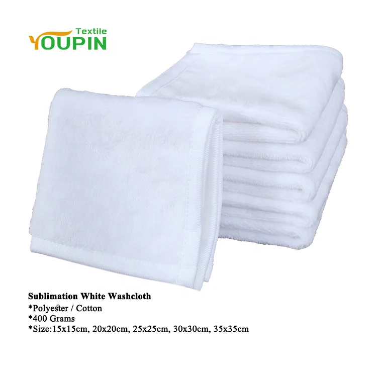 Polyester Cotton Hand Towels 15x15cm 20x20cm 25x25cm 30x30cm 35x35cm Sublimation White Washcloth for Children