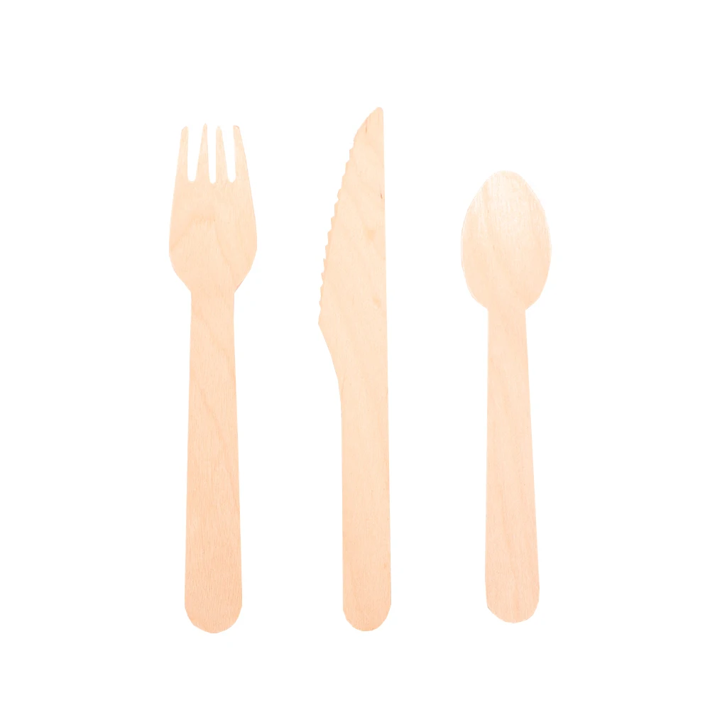 110,140,160 mm Disposable Wooden Cutlery, Compostable Wooden fork and Knife