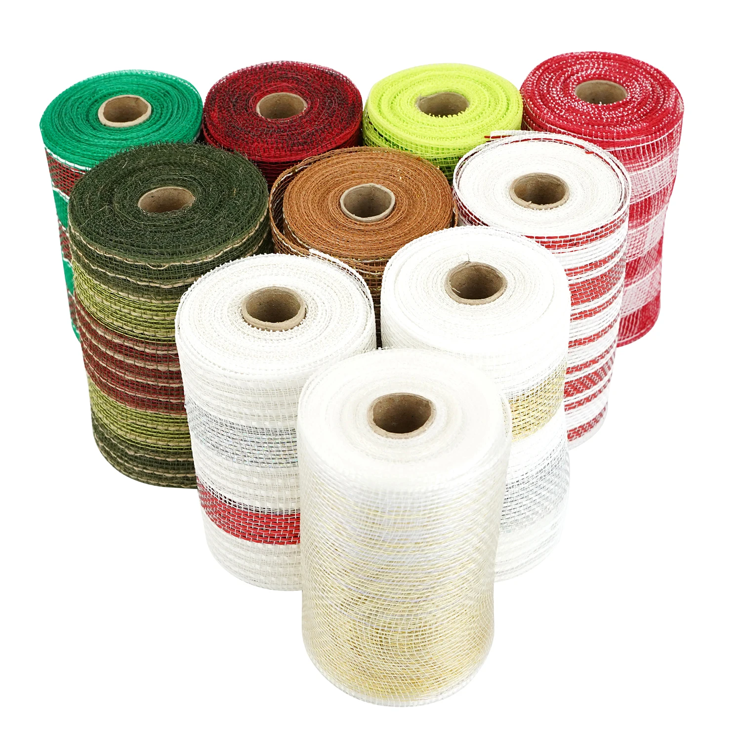 Huihuang Factory Custom Mesh Holiday Decorate Gradient Metallic 10 Inch Poly Deco Mesh Rolls For Wreath Crafts Christmas