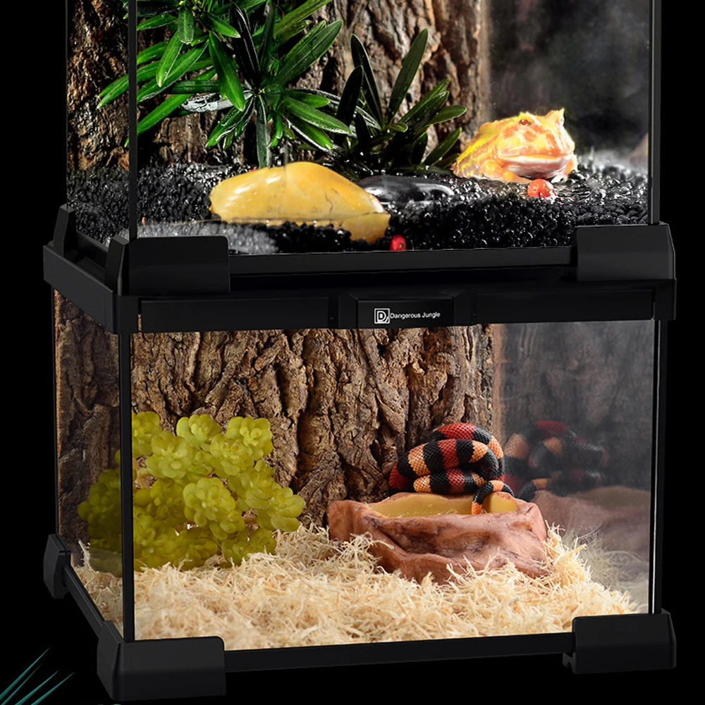 21*21*20cm Reptile Glass Terrarium Reptile Cage for Bearded Dragon