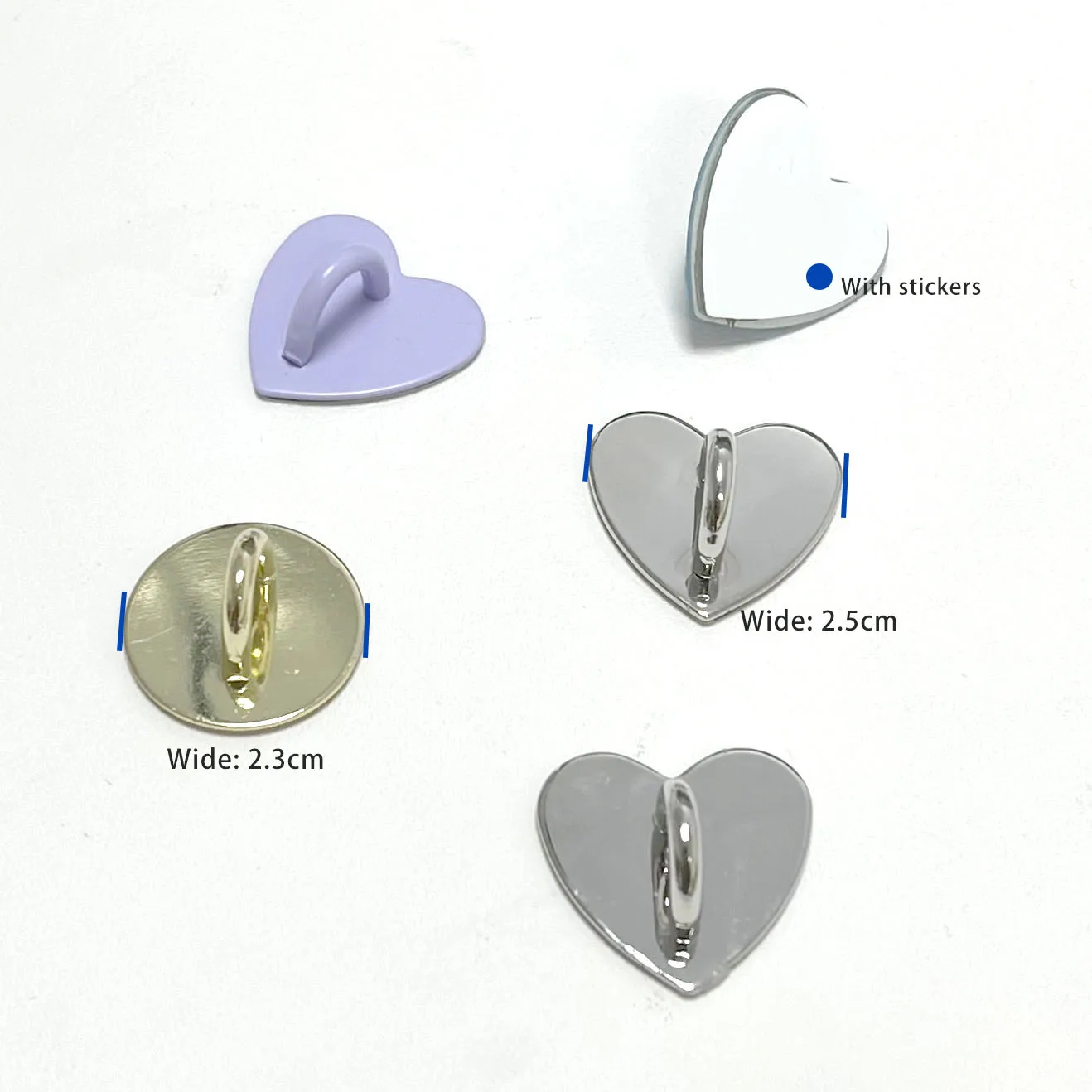 Heart Shape Towing Hook Keychain Heart Snap Hanger Adhesive Phone Charm Hook Charm Clasps Hooks for Phone Case