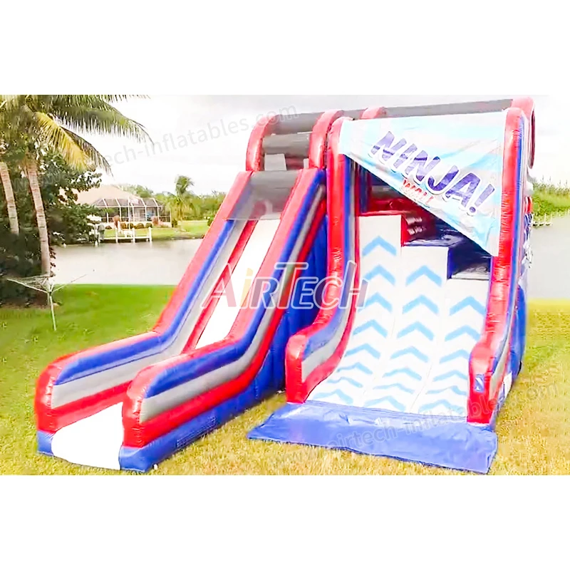 Hot sale ninja warped wall inflatable sport slide game for challenge party event