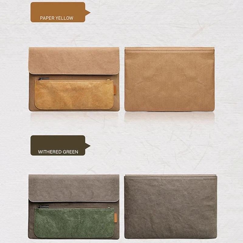 Vintage Quality Leather Laptop Sleeve Custom Washable Kraft Paper Laptop Cover Sleeve For Laptop Tablet