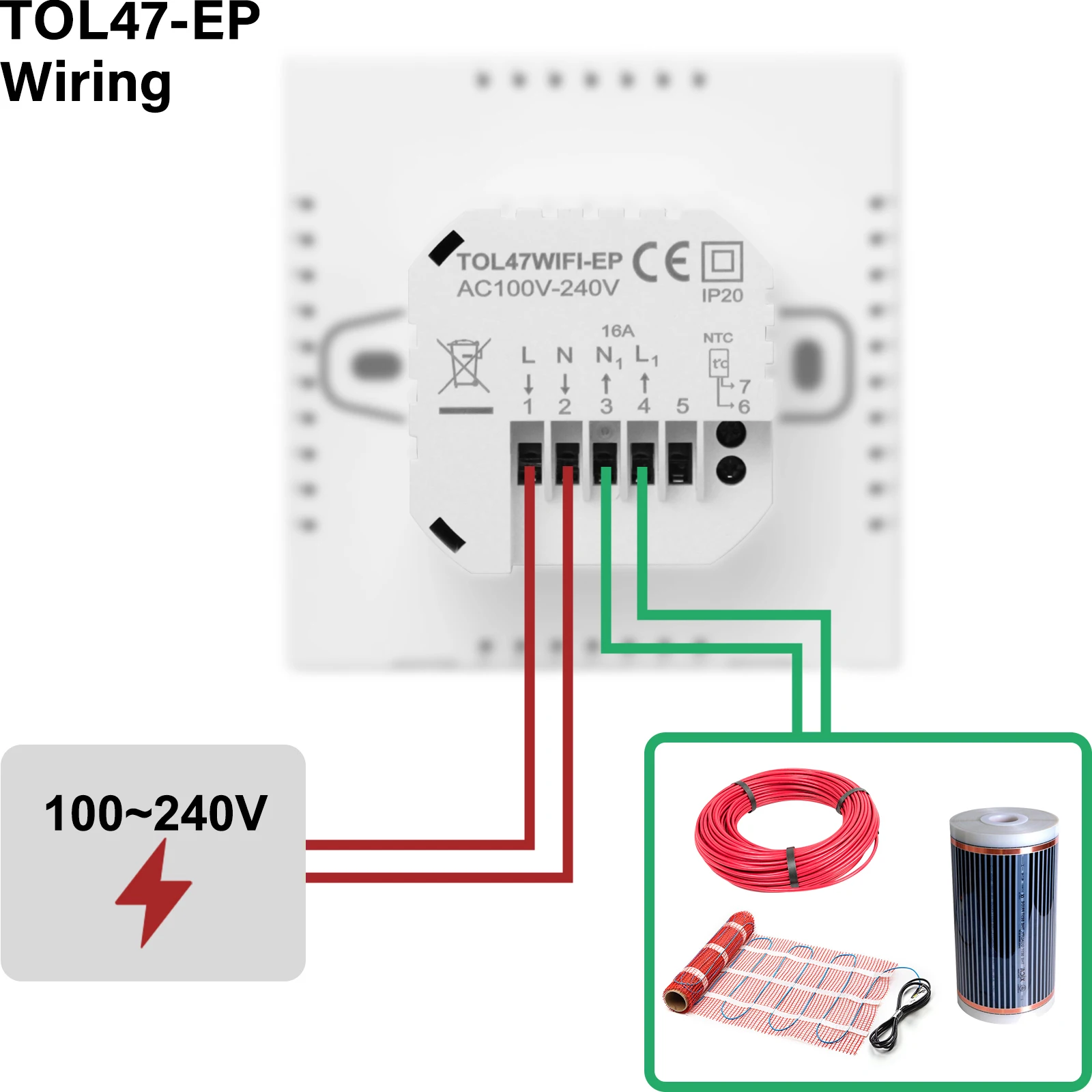 Beok tol47 room thermostat big lcd screen wifi thermostat for heating system