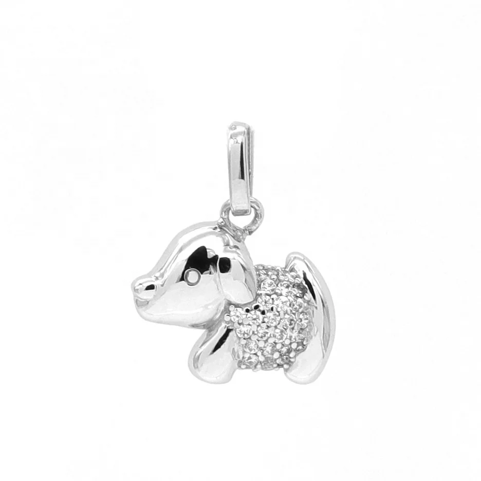925 Sterling Silver Puppy Dog Jewelry Crystal cubic zirconia necklace pendant Jewelry