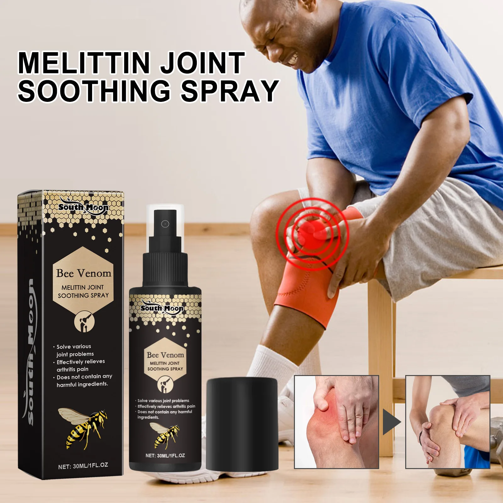OEM 30Ml Bee Venom Joint Soothing Spray Knee Arthritis Massage Joint Muscle Pain Relief Spray Lumbar Ankle Pain Ointment 8