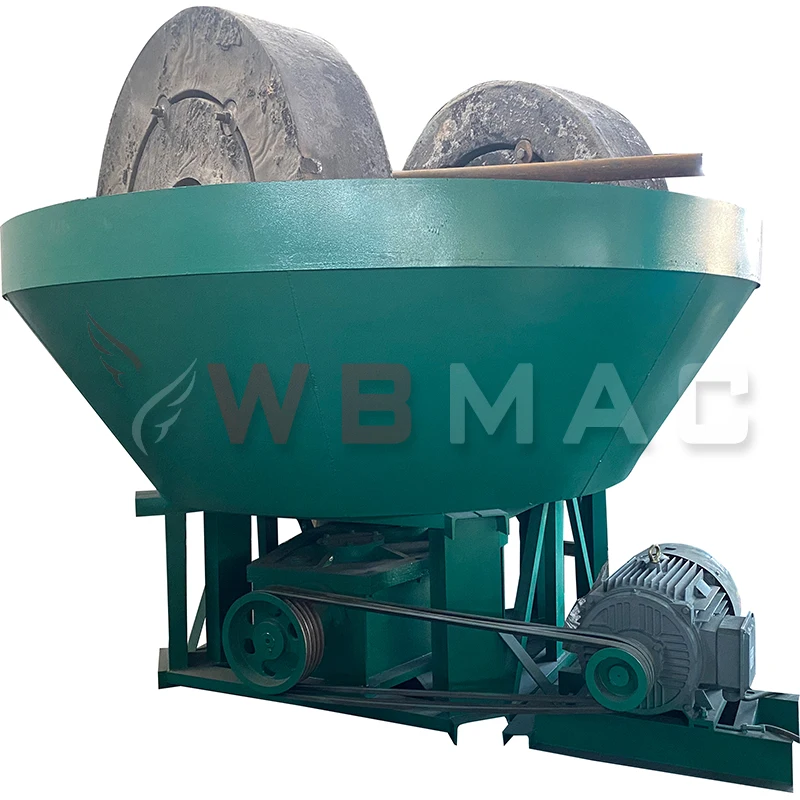 High Efficiency Gold Ore Processing Plant 2 Wheel Vertical Gold Grinding Milling Machine 1200 Wet Pan Mill
