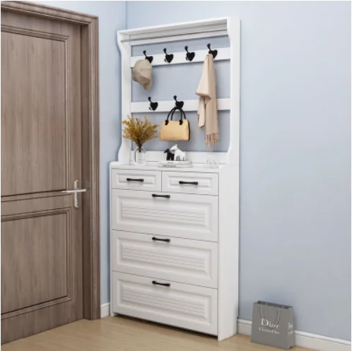 K&B nordic high quality cheapest ultra thin collapsible dump shoe rack cabinet with hangers