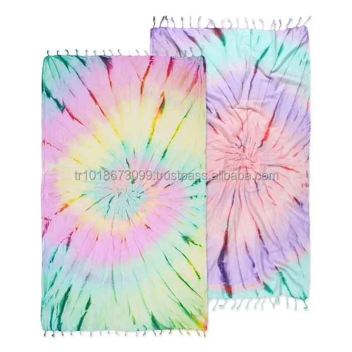 Пляжное полотенце Tiedye турецкий пештемаль батик ручная краска индиго разноцветный цвет краситель богемный гобелен песостойкий набор пакетов