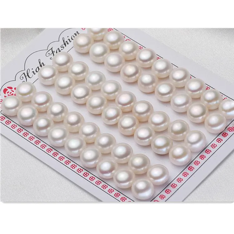 LPB45 White Natural Freshwater Pearl Cabochons Flat Back Half Drilled Loose Pearls